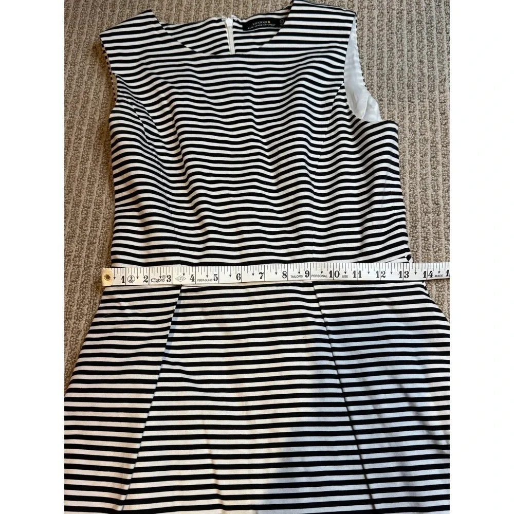 Kate Spade Saturday Black White Stripe Fit Flare Sleeveless Dress Size‎ 2